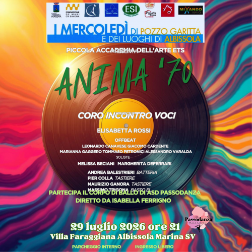 Anima '70 29 luglio 2026 Villa Faraggiana Albissola Marina SV
